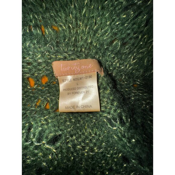 Dark Green Large Sparkly Knit Wrap Cardigan Sweater With Belt Boho Hippie Glam‎ - Picture 9 of 10